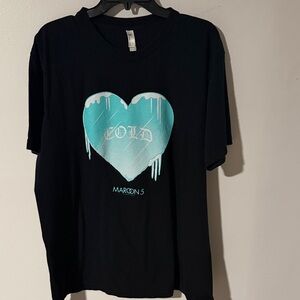 Maroon 5 COLD concert tee American Apparel Black Tee with Icy Blue Heart